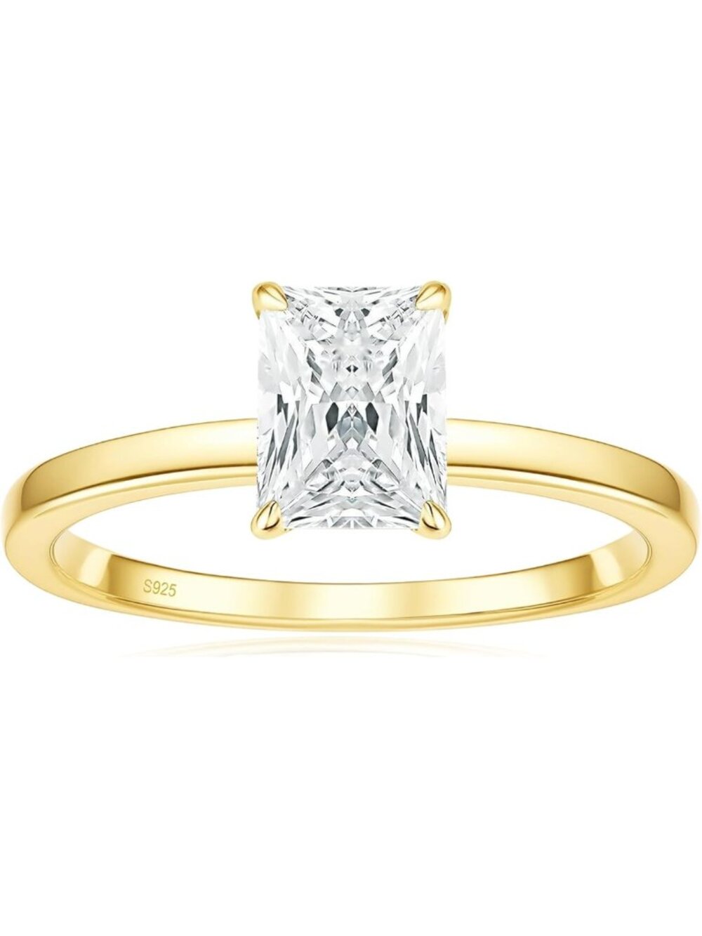 Radiant Cut 925 Sterling Silver Engagement Ring, CZ Wedding & Promise Ring, Size
